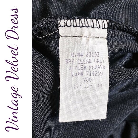 CDC PETITES VINTAGE BLACK VELVET Y2K STRETCHY FORMAL DRESS SATIN STRAPPY BACK, 8 - Picture 7 of 9
